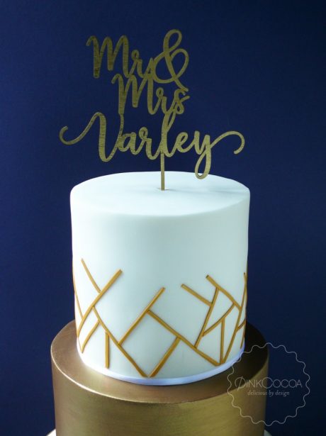 Graphic Gold wedding cake manchester