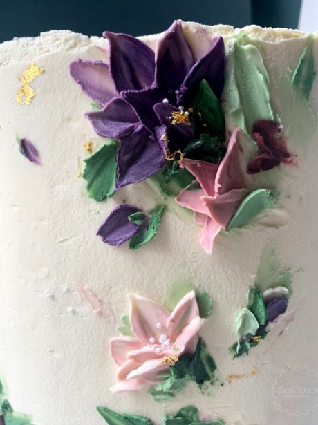 Buttercream Painted Wedding Cake & Dessert table