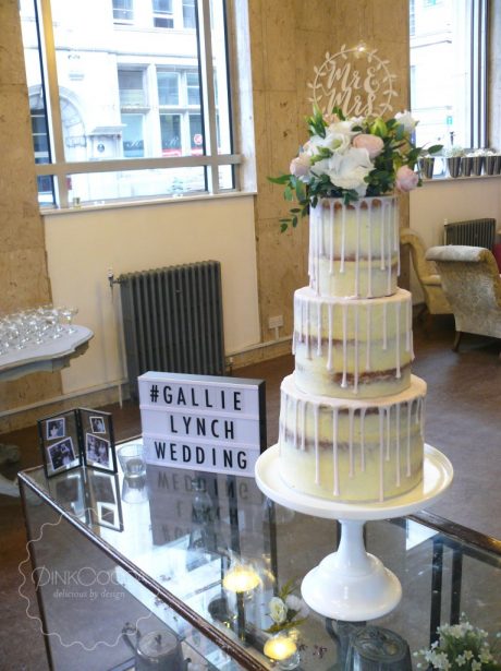 Semi naked drip wedding cake