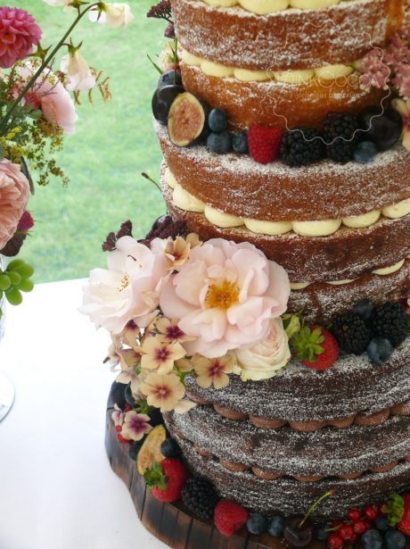 Naked summer fruits wedding cake