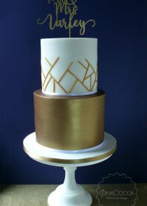 Graphic Gold wedding cake manchester