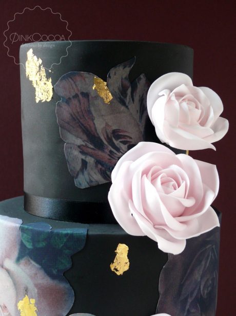 Black printed wedding cake