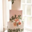 Painted eucalyptus wedding cake
