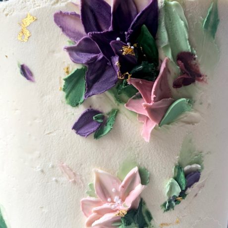 Buttercream Painted Wedding Cake & Dessert table